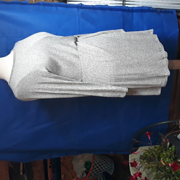 Gray Jennifer Lopez Knit Sweater Dress Holiday Sparkle Trim - Picture 5 of 8